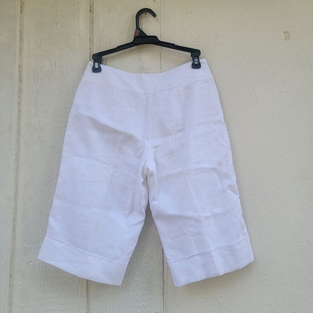 White house black market 100% linen bermuda shorts white sz 2 - Picture 2 of 4